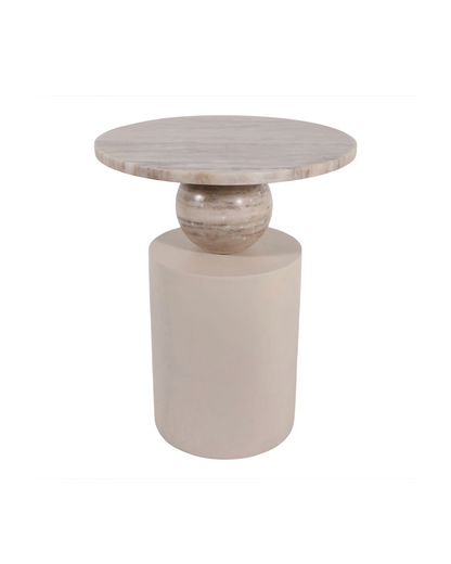 SANDUSKY WOOD MARBLE ACCENT TABLE BROWN