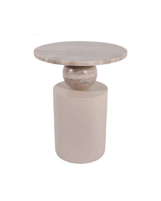 SANDUSKY WOOD MARBLE ACCENT TABLE BROWN