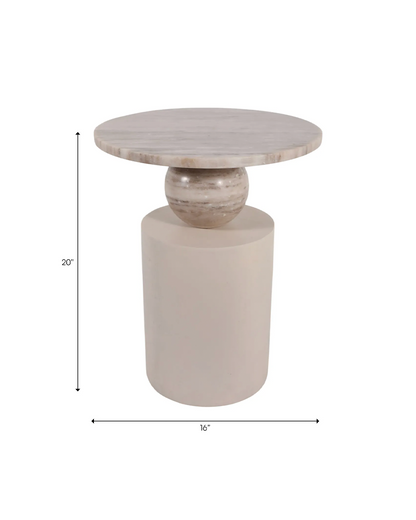 SANDUSKY WOOD MARBLE ACCENT TABLE BROWN