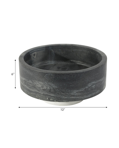 SATINE WHITE & BLACK MARBLE BOWL