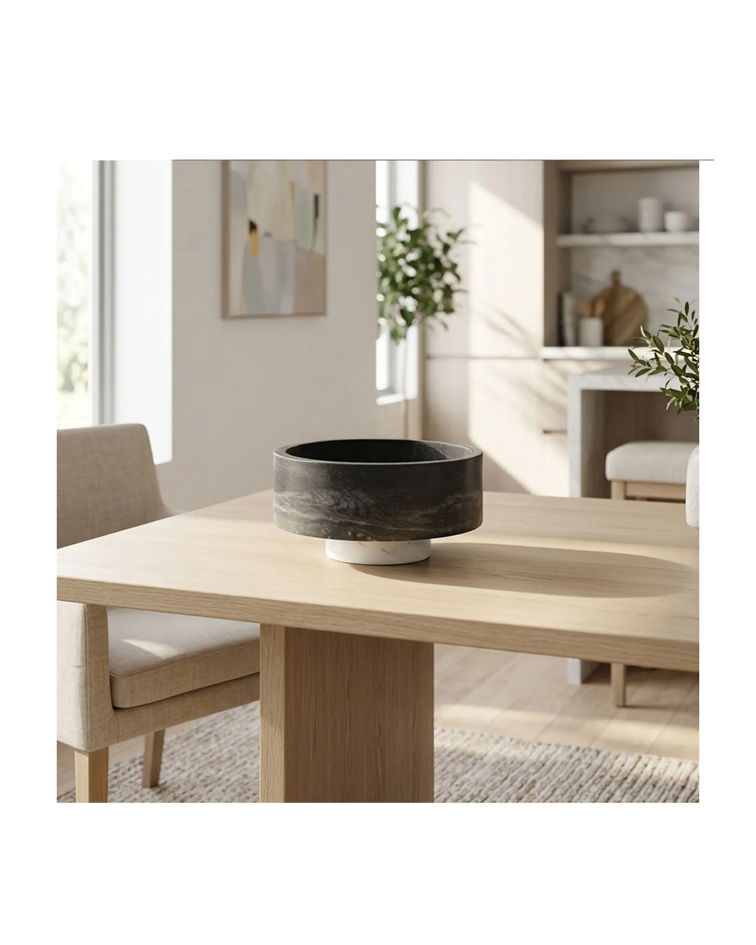 SATINE WHITE & BLACK MARBLE BOWL