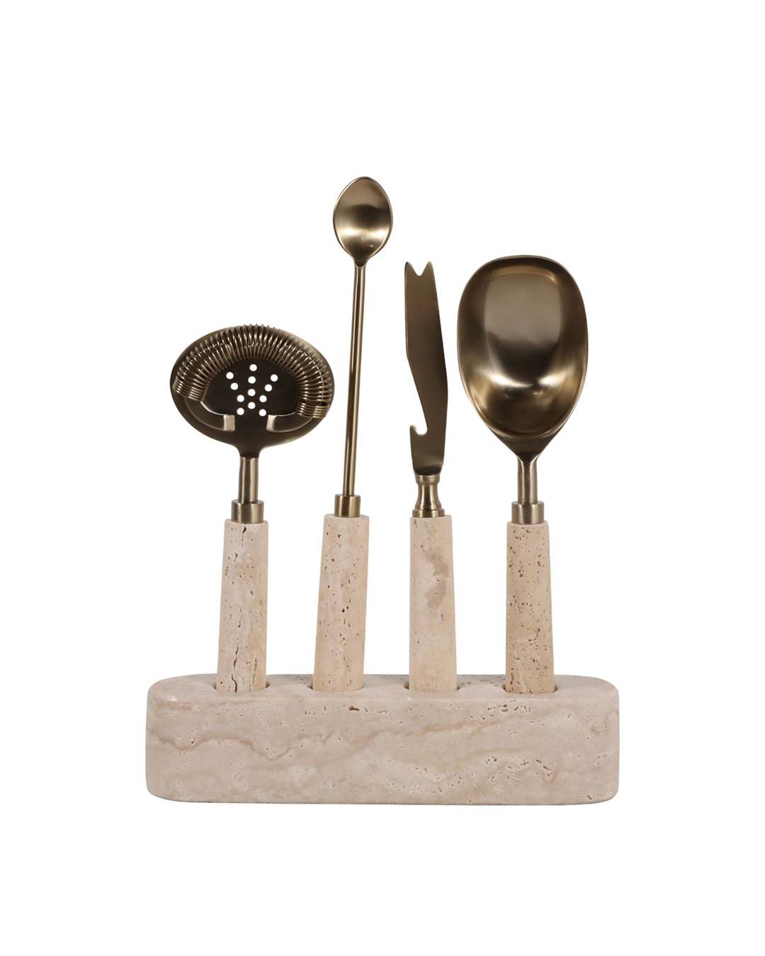 SHEFFIELD TRAVERTINE BAR TOOL SET/4
