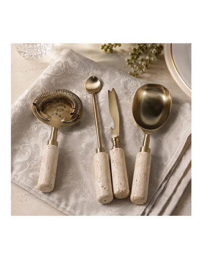 SHEFFIELD TRAVERTINE BAR TOOL SET/4