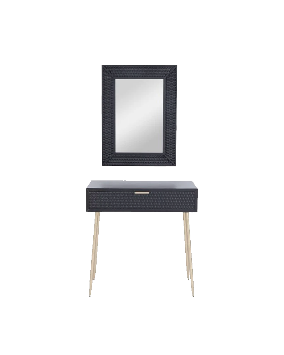 WOOD SINGLE DRAWER CONSOLE TABLE WITH MIRROR, SET OF 2 31", 31"H