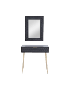 WOOD SINGLE DRAWER CONSOLE TABLE WITH MIRROR, SET OF 2 31", 31"H