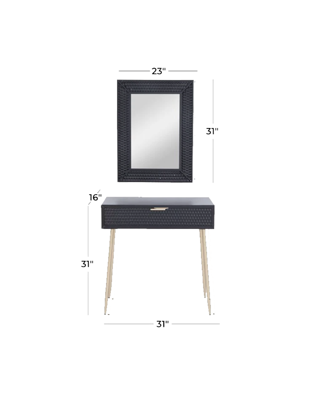 WOOD SINGLE DRAWER CONSOLE TABLE WITH MIRROR, SET OF 2 31", 31"H