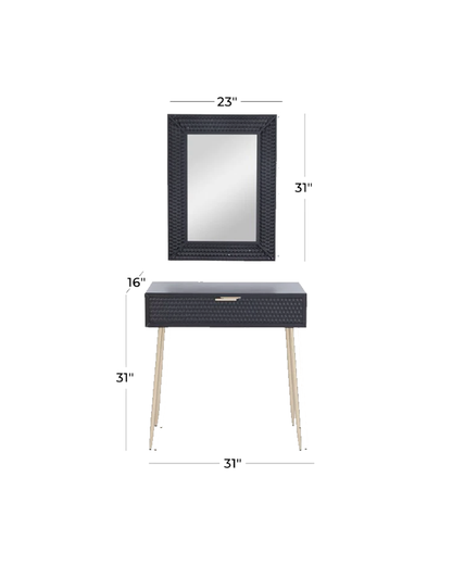 WOOD SINGLE DRAWER CONSOLE TABLE WITH MIRROR, SET OF 2 31", 31"H / -50%