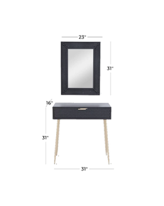 WOOD SINGLE DRAWER CONSOLE TABLE WITH MIRROR, SET OF 2 31", 31"H