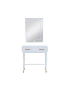 WOOD SINGLE DRAWER CONSOLE TABLE WITH MIRROR, SET OF 2 31", 31"H