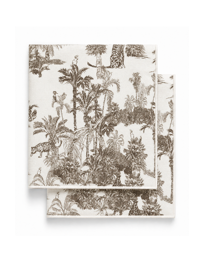 SET DE 4 SERVILLETAS NAPKINS TROPICAL TOILE MOCHA