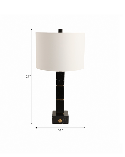 STACKED MARBLE CUBES LAMP BASE SWITCH BLACK