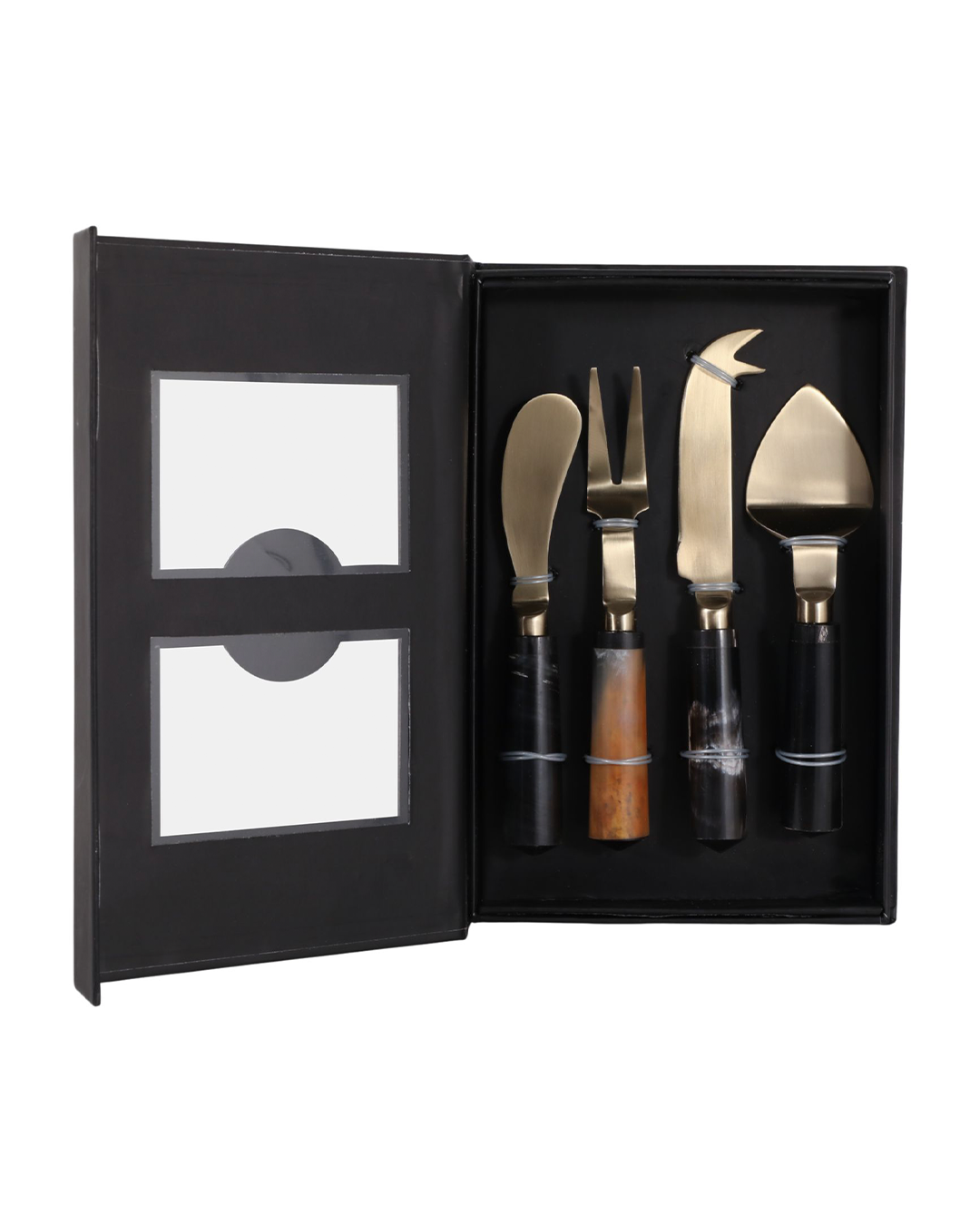 S/4 STRYKER HORN CHEESE KNIF SET IN GIF BOX