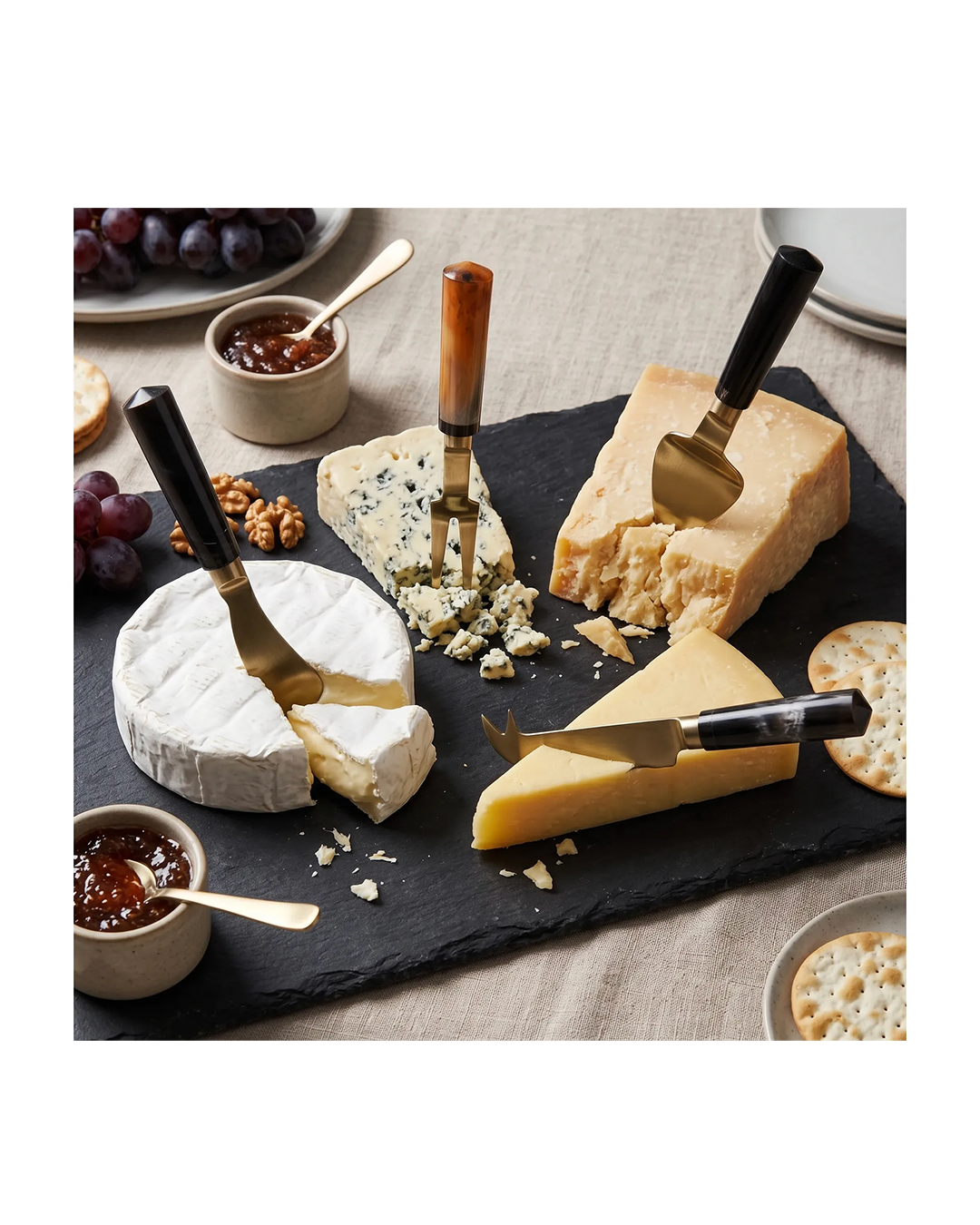 S/4 STRYKER HORN CHEESE KNIF SET IN GIF BOX