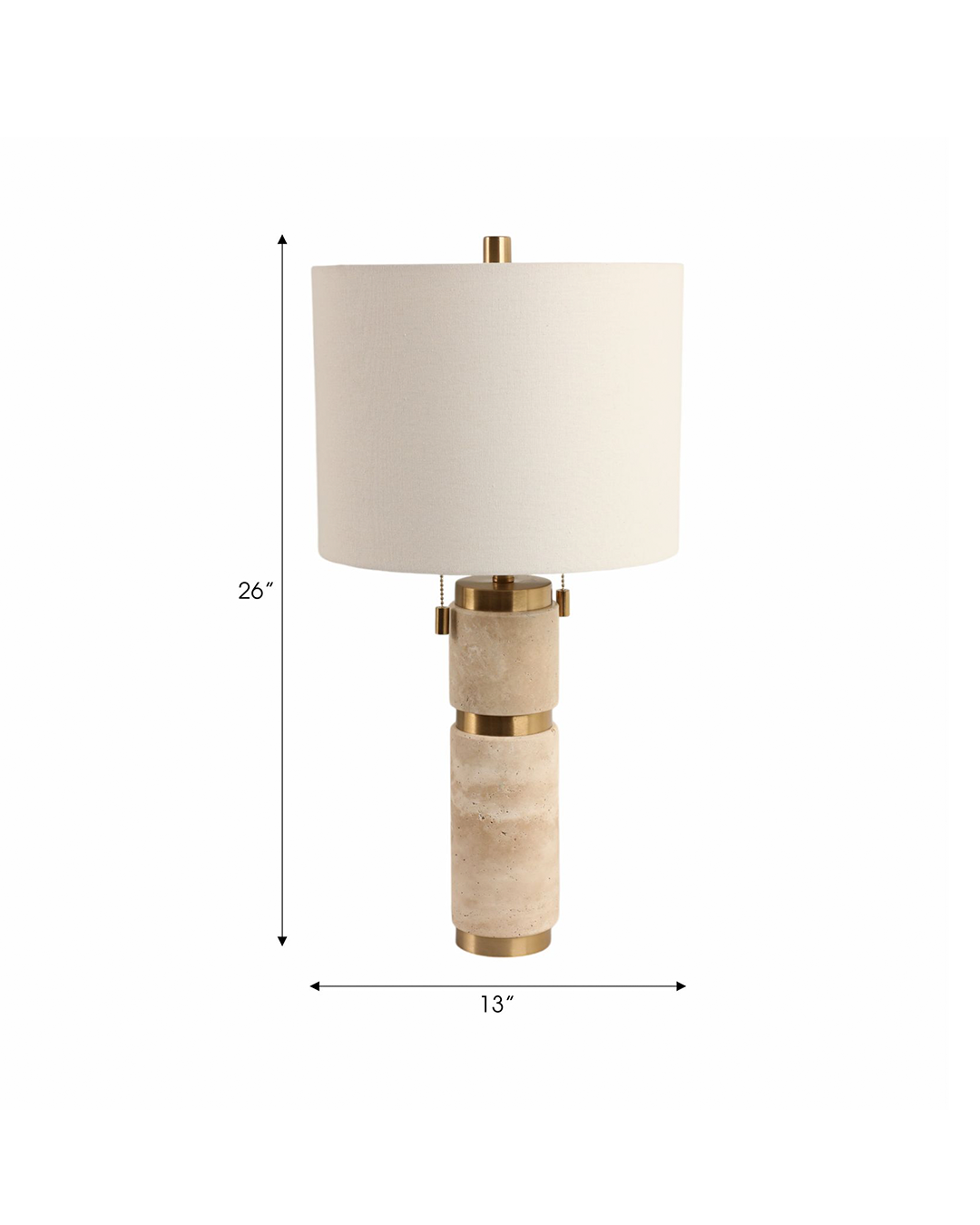 TRAVERTINE LAMP WITH 2 PULLS TAN