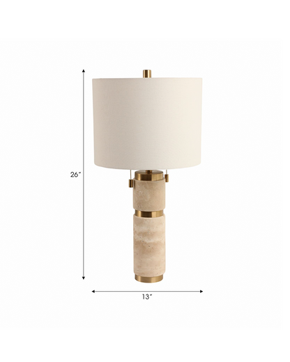 TRAVERTINE LAMP WITH 2 PULLS TAN