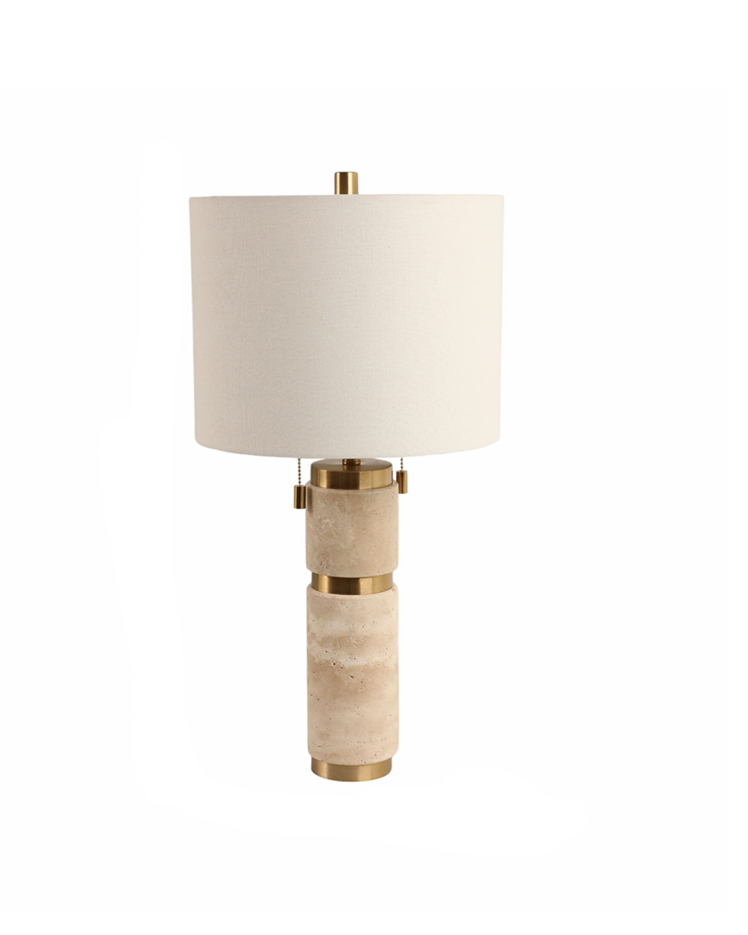 TRAVERTINE LAMP WITH 2 PULLS TAN