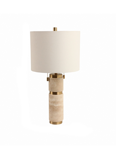 TRAVERTINE LAMP WITH 2 PULLS TAN