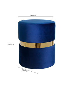 VELVET OTTOMAN W - GOLD BELT. NAVY