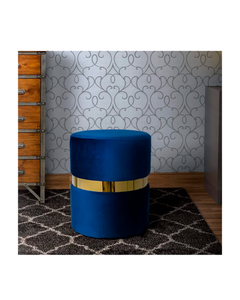 VELVET OTTOMAN W - GOLD BELT. NAVY
