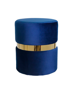 VELVET OTTOMAN W - GOLD BELT. NAVY