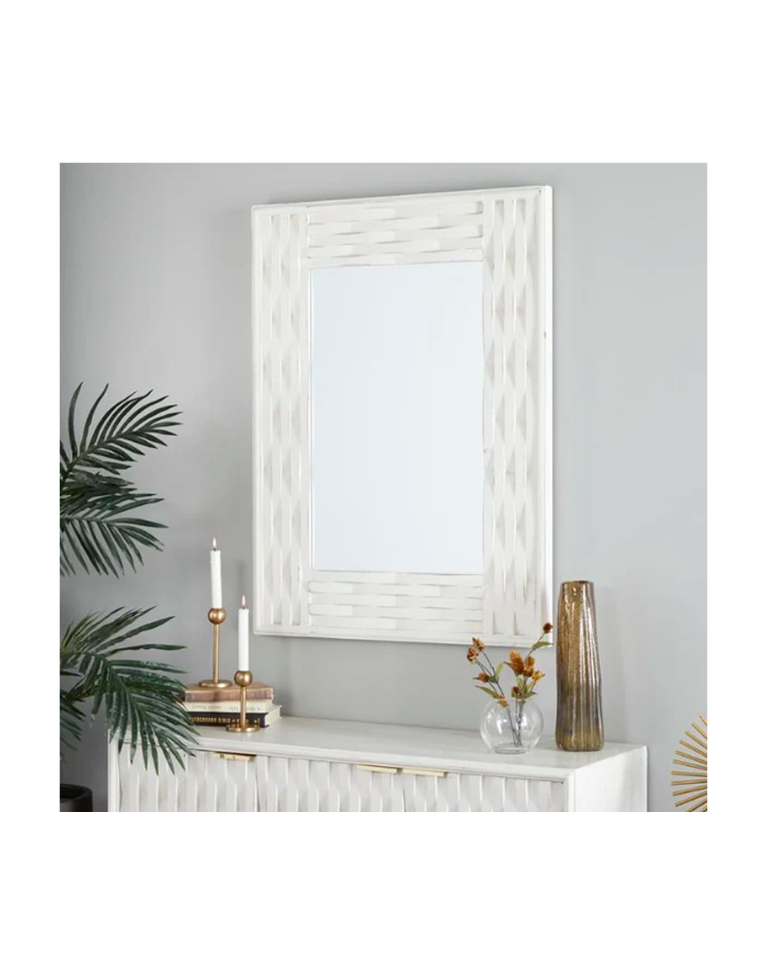 WHITE WOOD WALL MIRROR