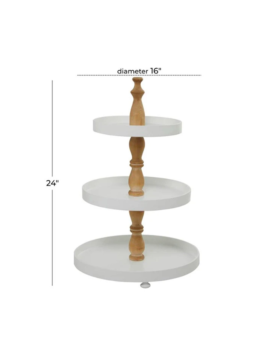 WHITE WOOD 3 LEVEL TIERED SERVER WITH WOOD POST / -50%