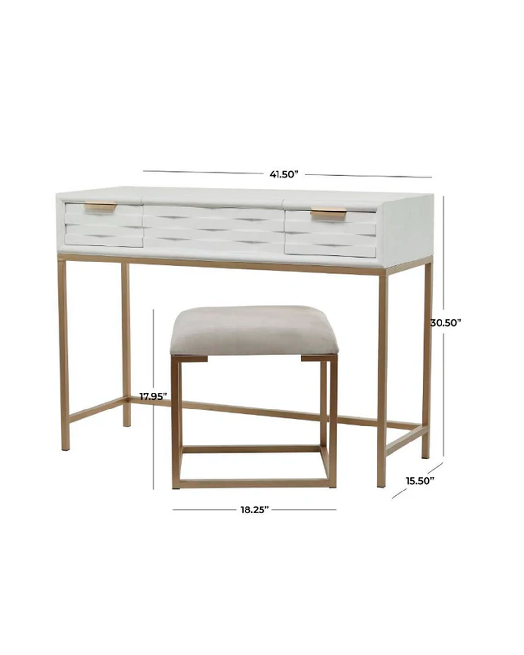 WOOD VANITY WITH STOOL AND HIDDEN MIRROR