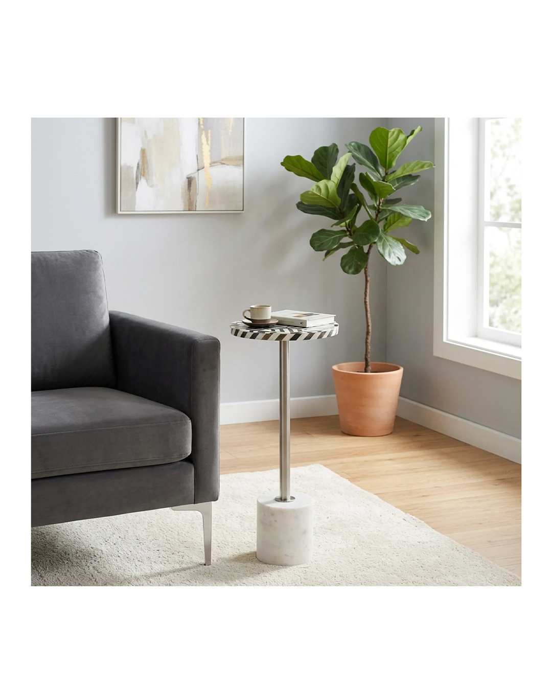 YARROW ACCENT COCKTAIL DRINK TABLE