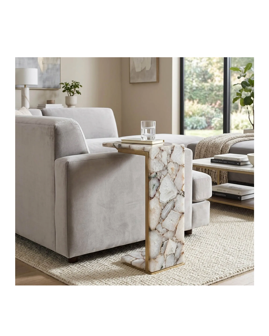 AGATE COFFE TABLE WHITE / GOLD