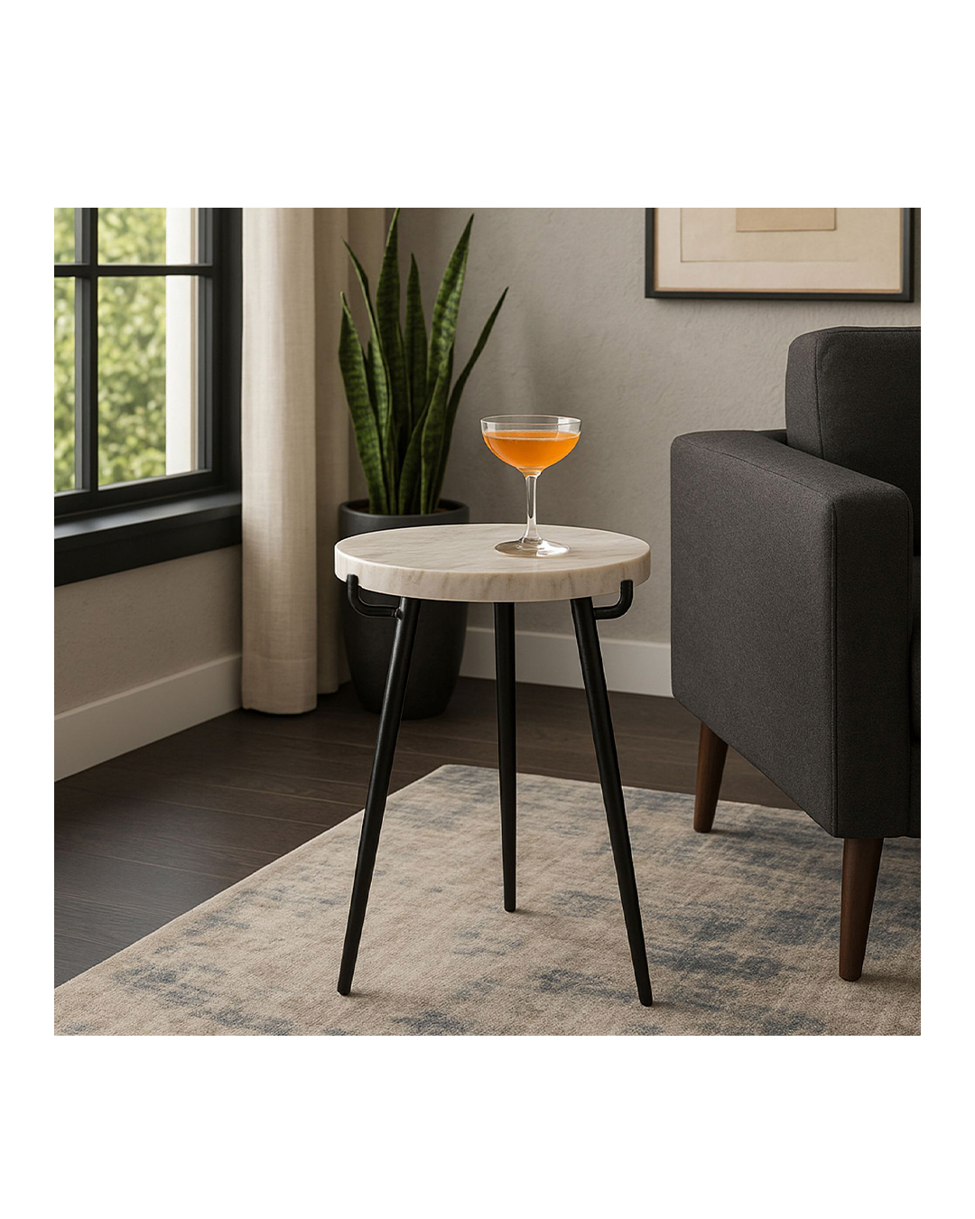 AVONDALE MARBLE ACCENT TABLE WHITE