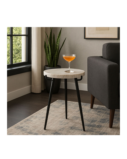 AVONDALE MARBLE ACCENT TABLE WHITE