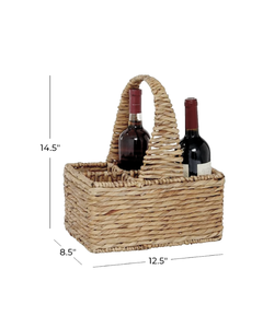 BROWN WATER HYACINTH COASTAL STORAGE BASKET, 15" X 13" X 9"