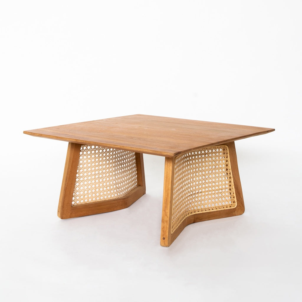 TEAK / RATAN COFFEE TABLE