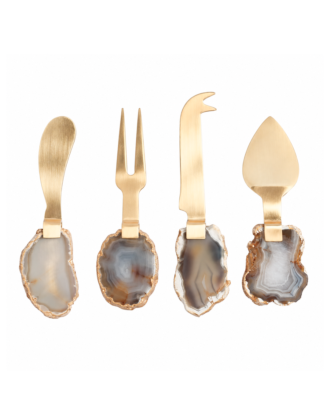 EUCLID BROWN AGATE CHEESE KNIFE SET