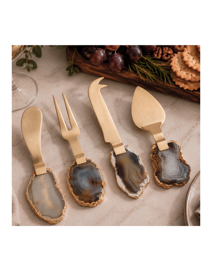 EUCLID BROWN AGATE CHEESE KNIFE SET