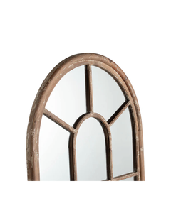 LARGE ARCHED ACCENT MIRROR WITH BROWN FRAME