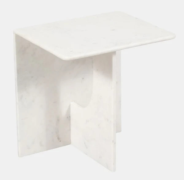 MARBLE ACCENT TABLE, WHITE 20'' / -25%