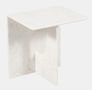 MARBLE ACCENT TABLE, WHITE 20'' / -25%