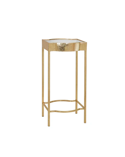S/2 METAL ACCENT TABLES, GOLD/WHITE