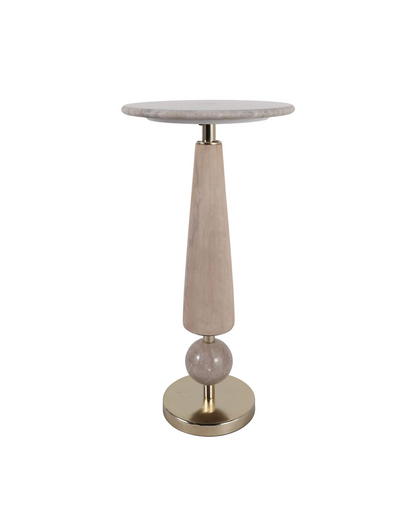 REECE WOOD AND MARBLE ACCENT TABLE