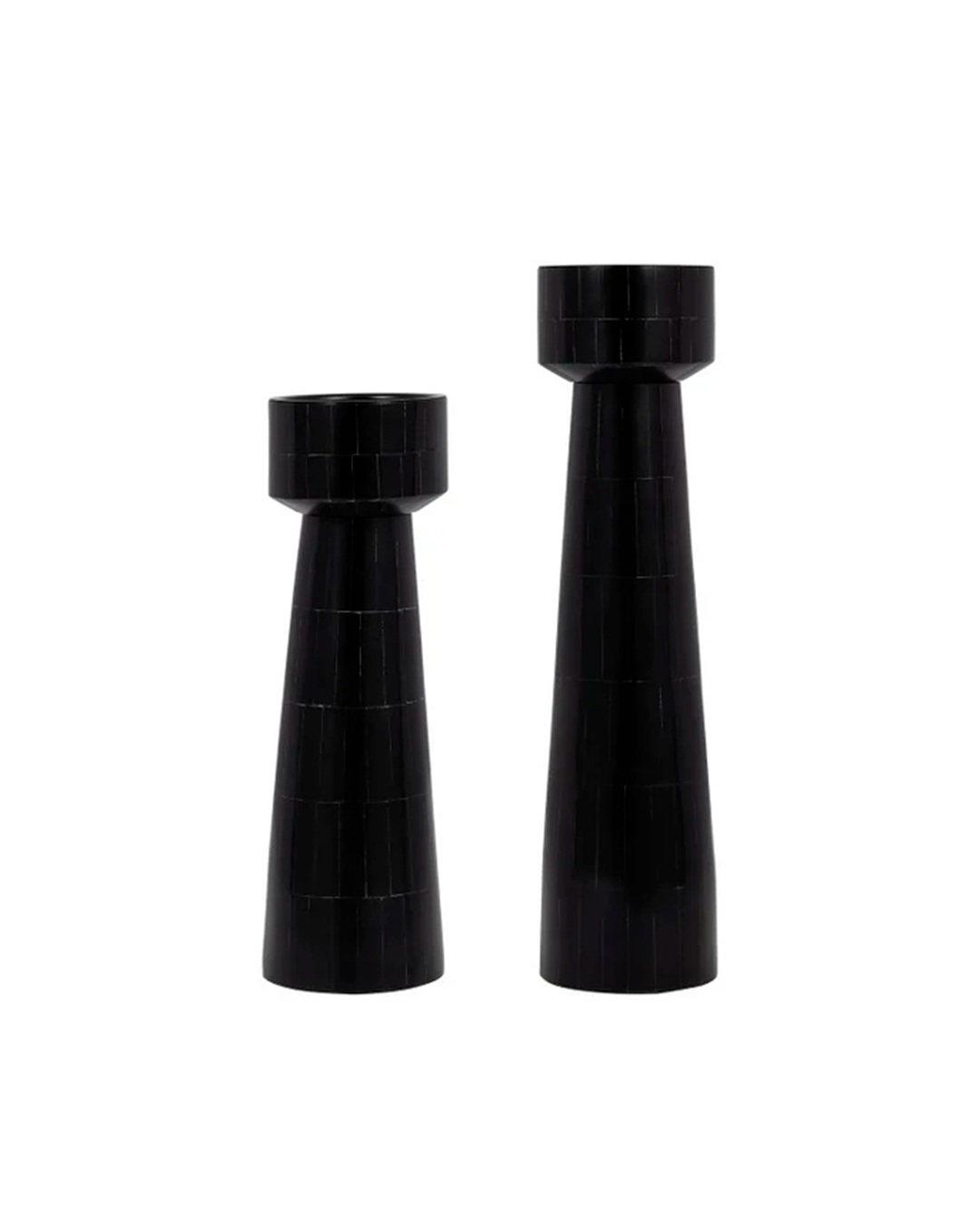 RESIN PILLAR CANDLEHOLDER BLACK