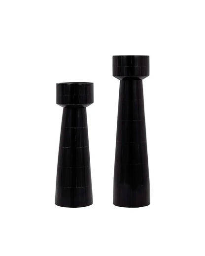 RESIN PILLAR CANDLEHOLDER BLACK