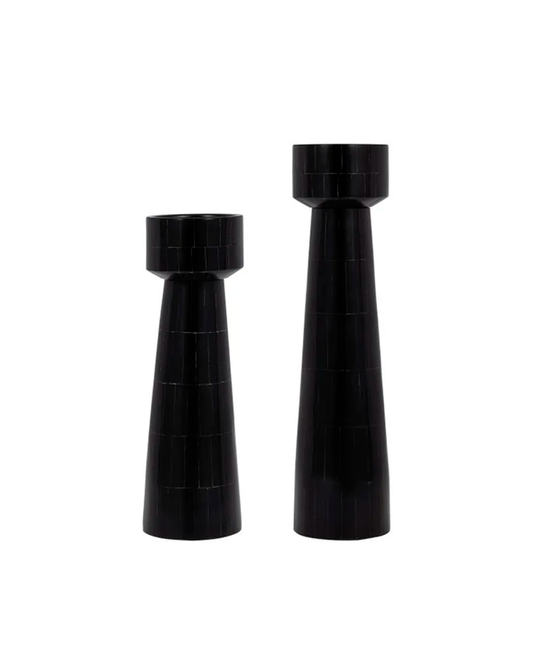 RESIN PILLAR CANDLEHOLDER BLACK