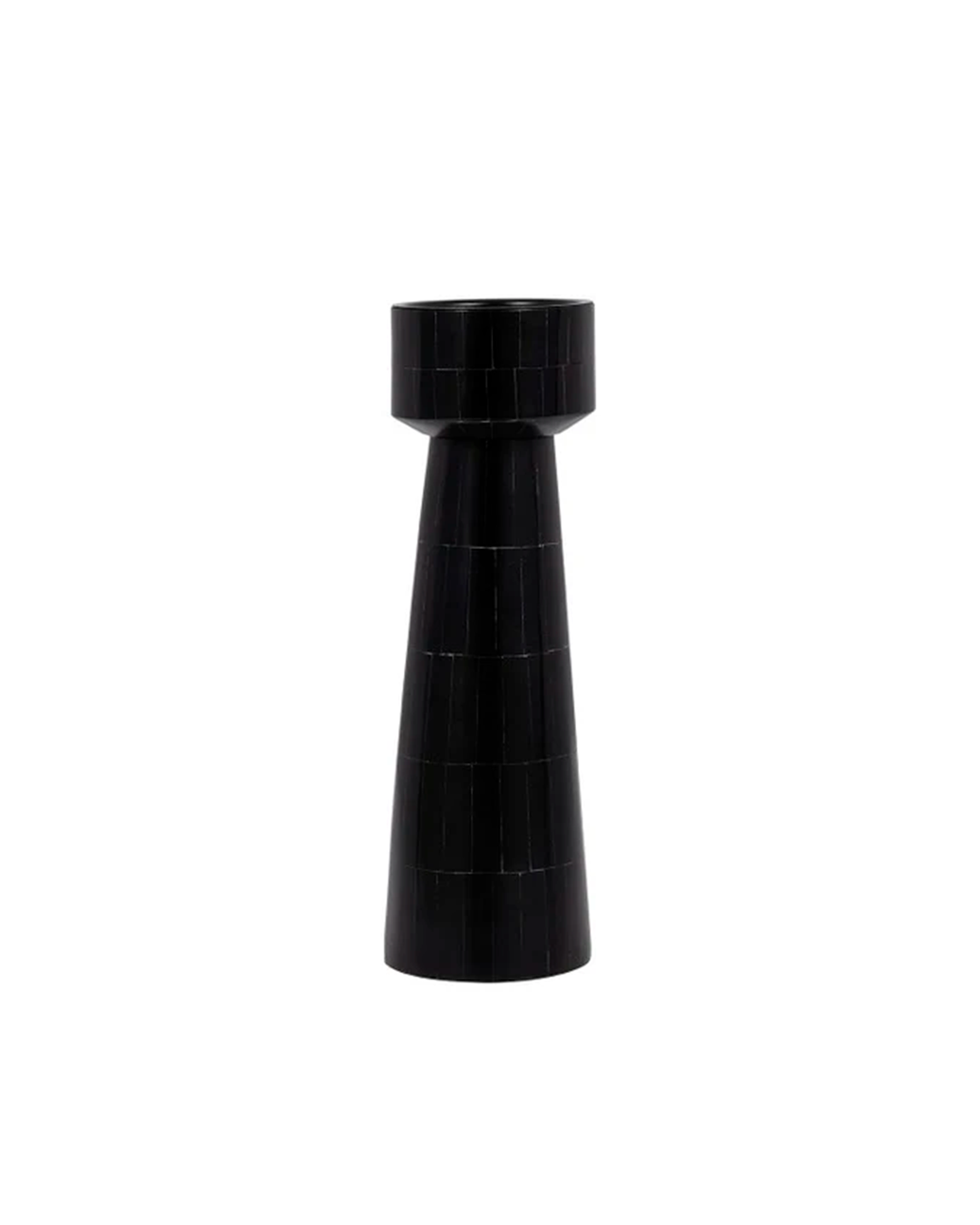 RESIN PILLAR CANDLEHOLDER BLACK
