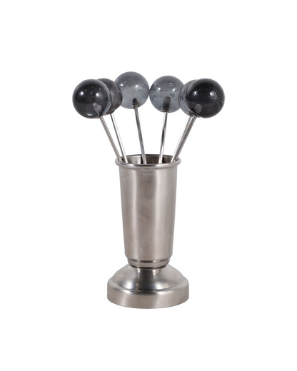 SHREVE BLACK LUSTER GLASS PICK S/6