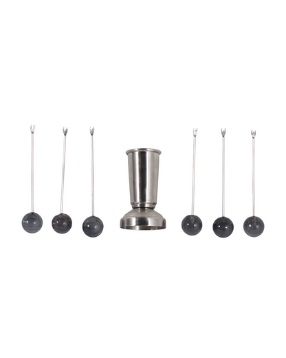 SHREVE BLACK LUSTER GLASS PICK S/6