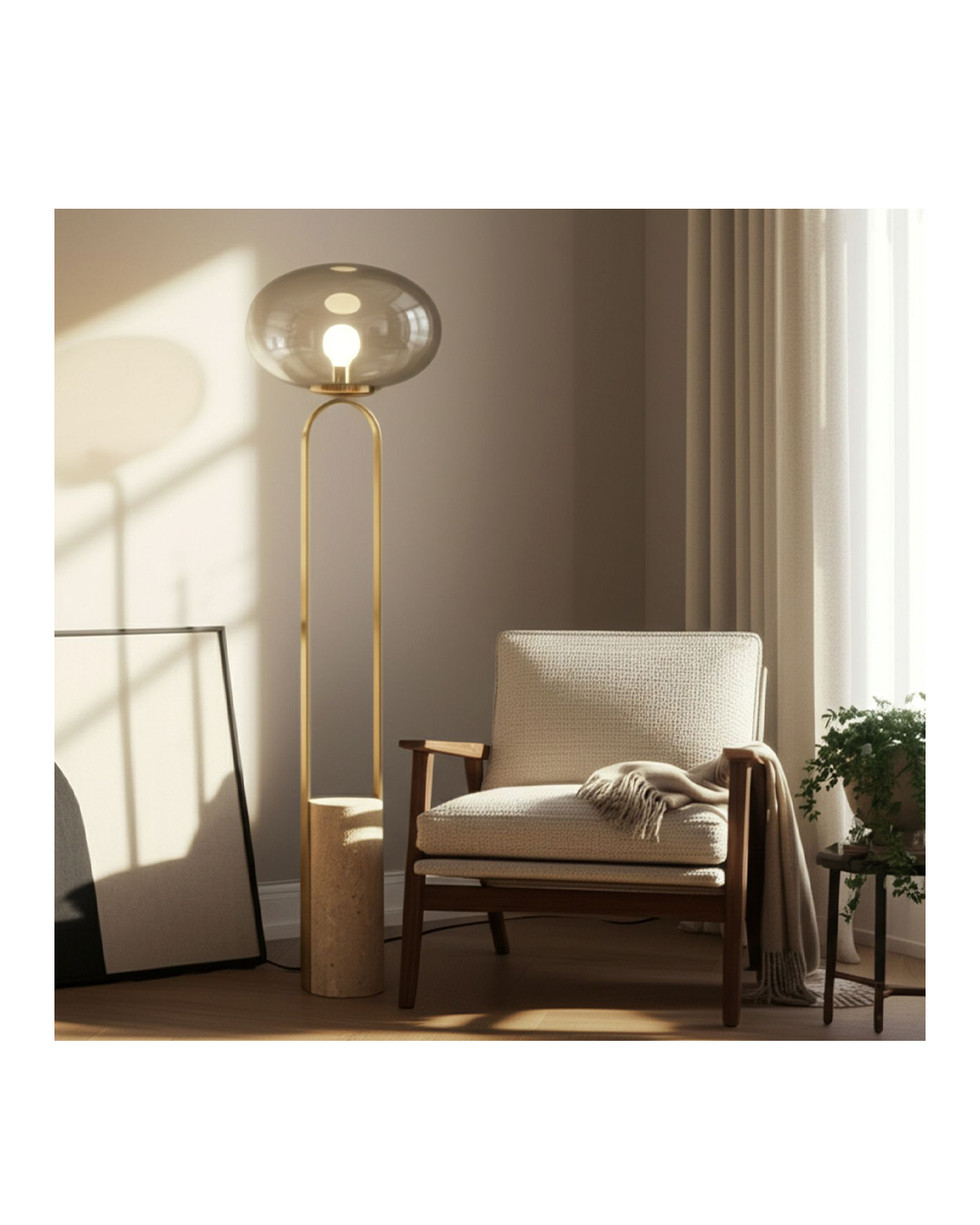 SINCLAIR TRAVERTINE BASE FLOOR LAMP