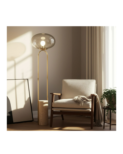 SINCLAIR TRAVERTINE BASE FLOOR LAMP