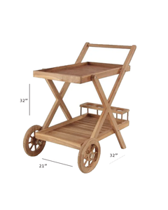 TEAK ROLLING BAR CART