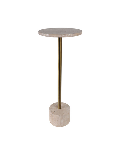 TRAVERTINE ACCENT TABLE, NATURAL/GOLD KD